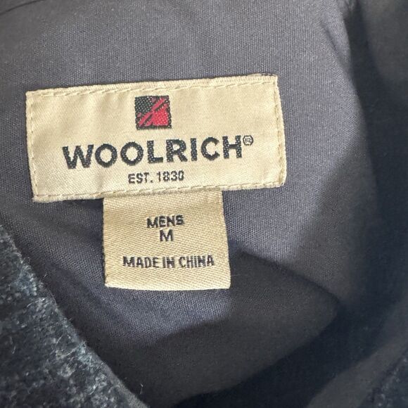 WOOLRICH Mens Blue Plaid 100% Wool Long Sleeve Shirt Size M Heavy - Picture 7 of 11